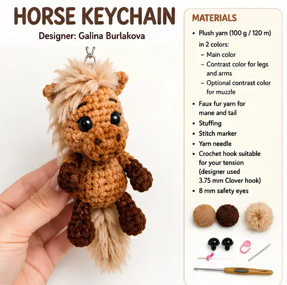 You are currently viewing Horse Keychain Free Crochet Pattern