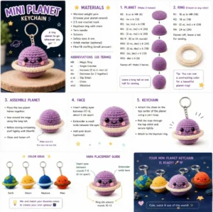 Read more about the article Mini Planet Crochet Keychain Pattern: Create Your Own Cute Amigurumi Galaxy